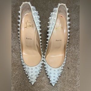 Christian Louboutin white spiked heels size 40.